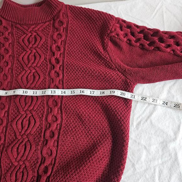 Urban Outfitters Red Cable Knit Mock Neck Sweater Size SP Pullover - Picture 6 of 7